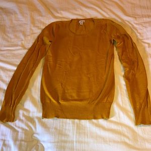 Gold Plain Crew-Neck Sweater